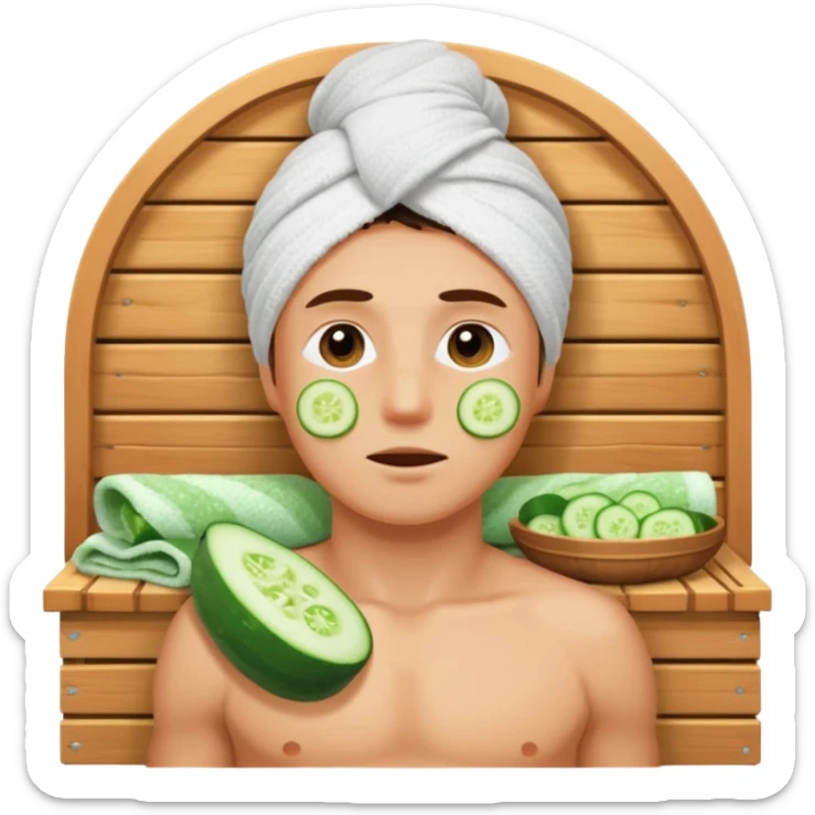 okurka na očích s týpkem a ručníkem co má okolo krku jak kdyby vyšel ze sauny  sticker