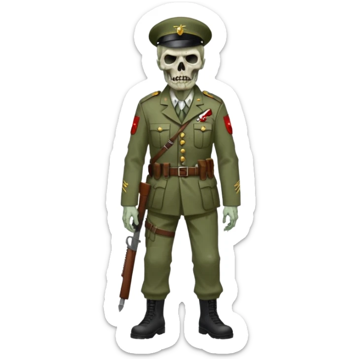 Rotting corpse zombie soldiers, full body, in the style.of your bleeding skull art. sticker