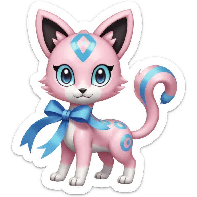 Pastel Shiny Cute Elegant Realistic Adorable Pretty Beautiful Meloetta-Meicoomon-Gatomon-Liepard-Pokémon-Digimon-Fakémon-fusion-hybrid-creature sticker