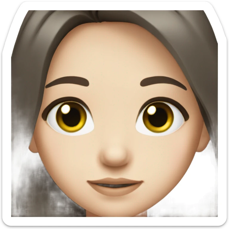 Girl with green eyes, dark brown shoulder length hair, pale skin  sticker
