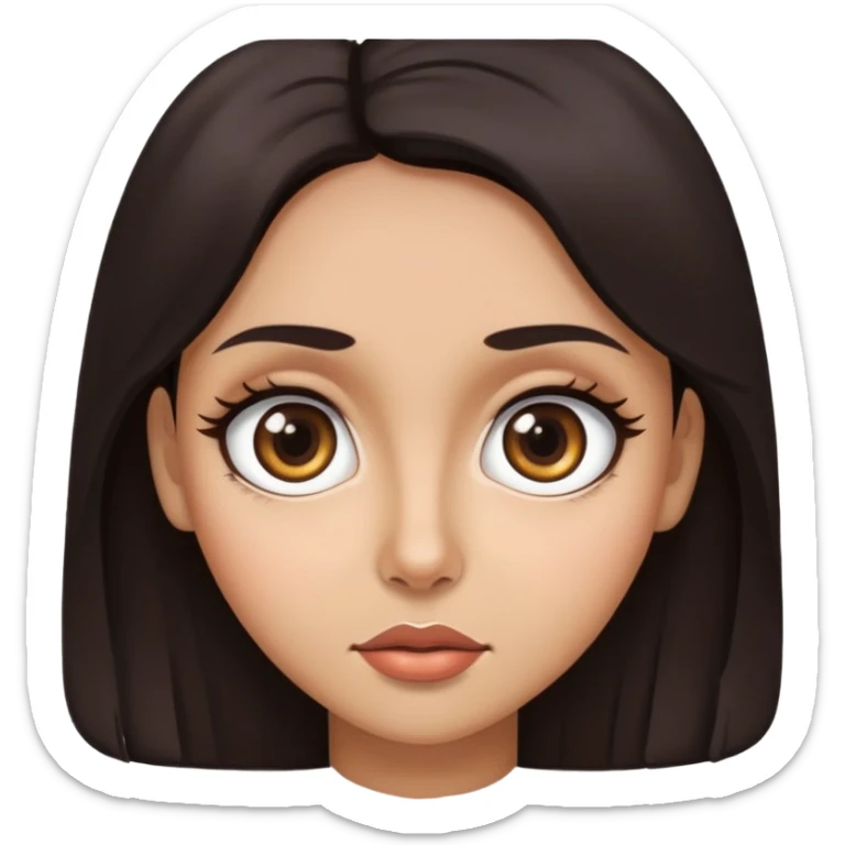 woman face with big eyes, medium skin tone, and dark hair sticker