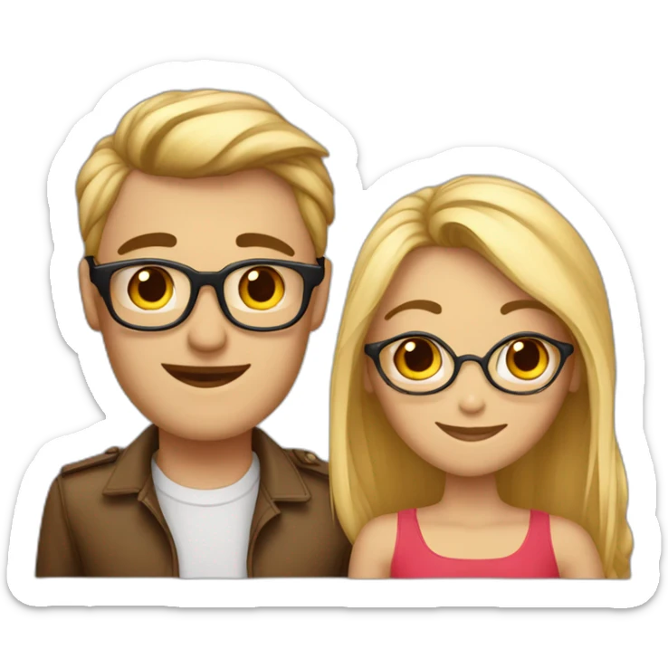Amoureux homme brun à lunettes et femme blonde sticker