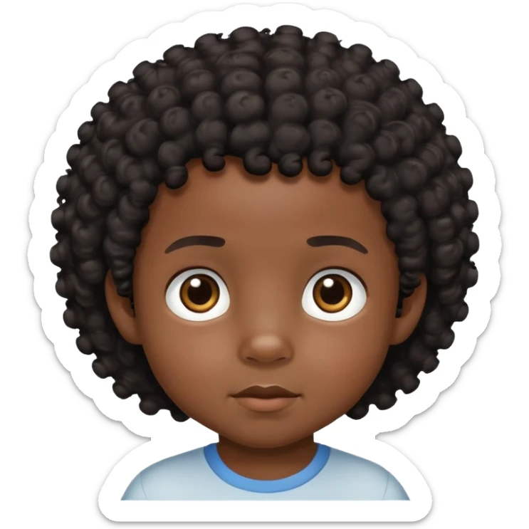toddler boy face, African eyes, dark skin, black curly hair sticker