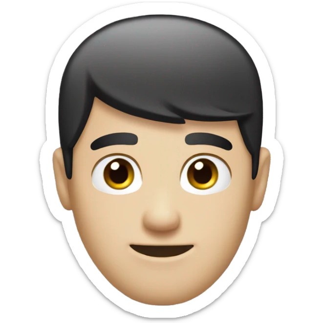 the back of males head black hair white skin purple t shirt sticker