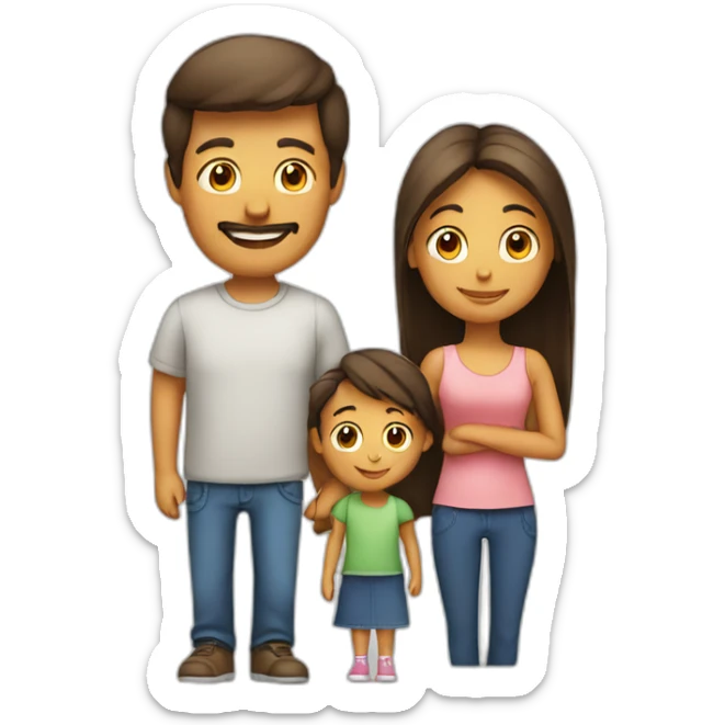 Family with 4, father, mother, teenager boy, small girl sticker