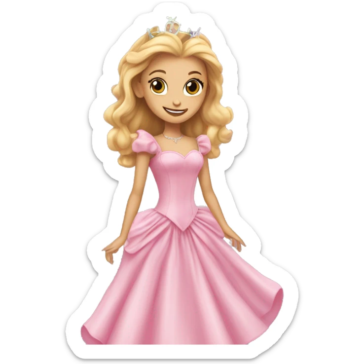 Can you make an emoji of Glinda from wicked with pink dress Ariana grande version sticker