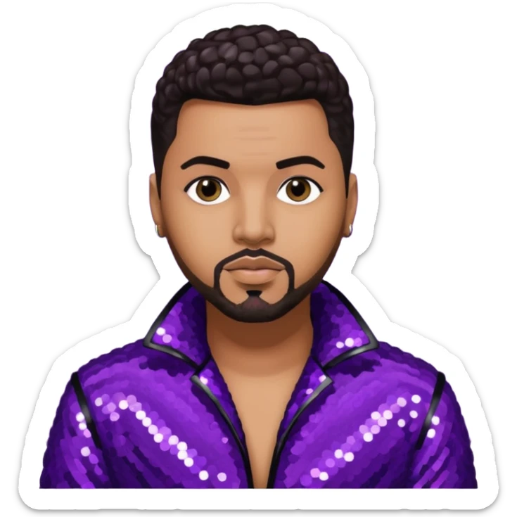 Al B. Sure, R&B Singer with dark brown hair, dark purple sequin outfit sticker
