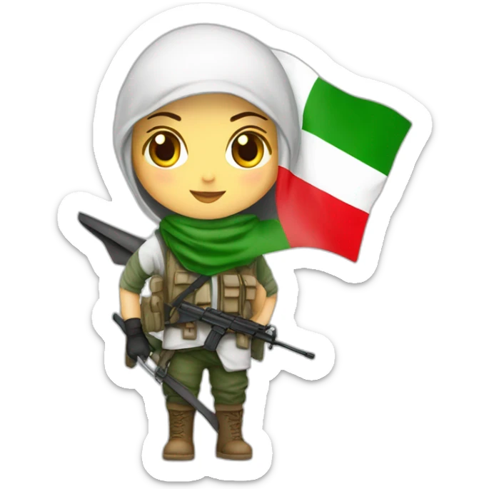 Freedom white girl fighter from Palestine with palestine flag and scarf sticker