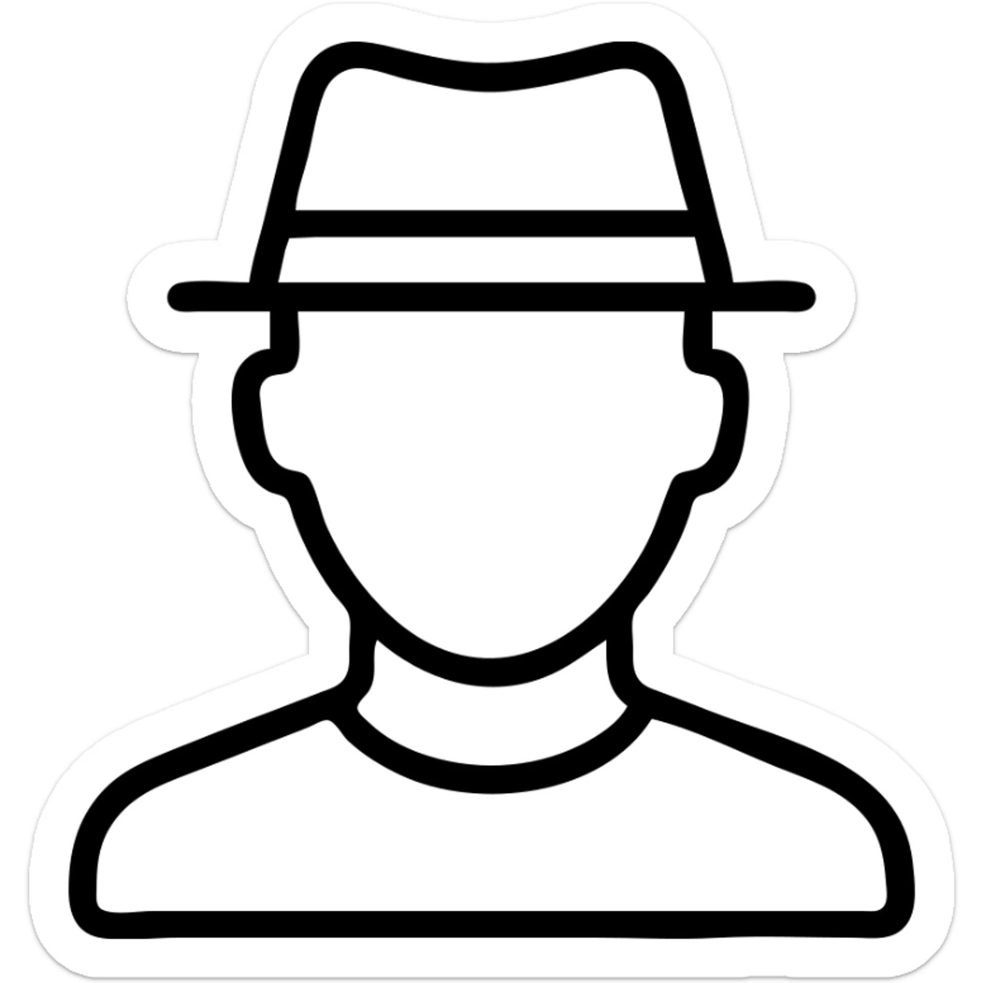 outlined icon of a man with a hat sticker