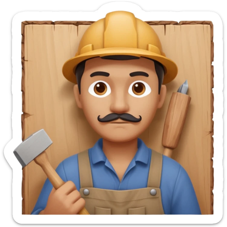 wood carving carpenter portrait, head and shoulders only, carving wooden figure with chisel, wood shavings visible, focused craftsman expression, artisan workshop vibe, 3D cartoon style, mobile game icon style, clean background, no text, no watermark
 sticker