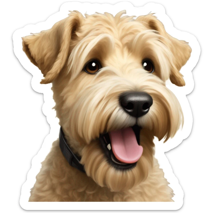Excited photo realistic wheaten terrier with the words “Happy New Year 2025!” sticker