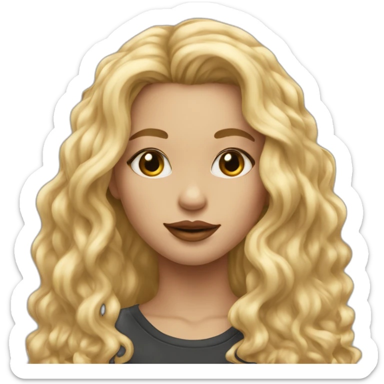 girl with long blonde wavy hair, a lip piercing and nose piercing sticker