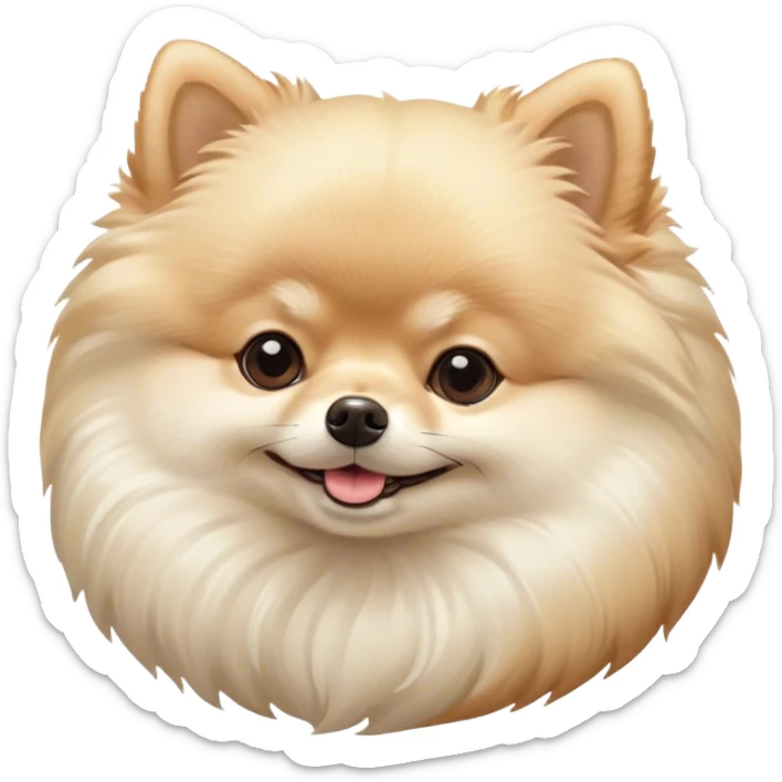 Meme-Worthy Cute Sleeping Cream Pomeranian Portrait Emoji, Head resting peacefully with a contented smile, showcasing a delightfully compact build and a luxuriously soft, fluffy cream Fur, eyes shut in a serene nap, Simplified yet hilariously adorable features, highly detailed, glowing with a soft, drowsy light, high shine, relaxed and utterly lovable, stylized with an air of playful laziness, bright and heartwarming, soft glowing outline, capturing the essence of a comically sleepy companion, so meme-worthy it feels like it could instantly become the next viral sensation of adorable slumber! sticker