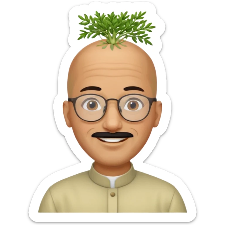 Bald moroccan man with one fennel on his head and glasses on and no turban  sticker