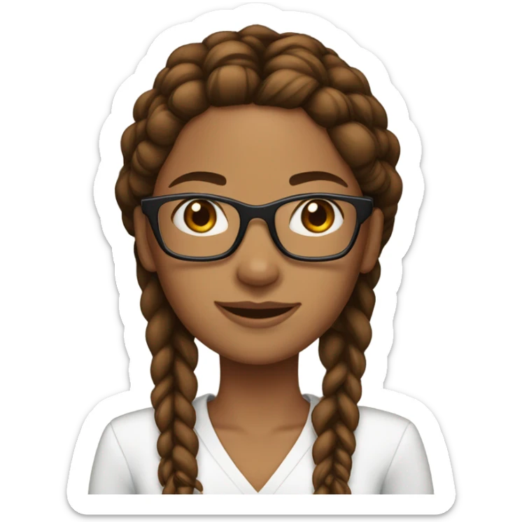 Pretty woman with brown skin, with glasses, a slender build, and long brown braids sticker