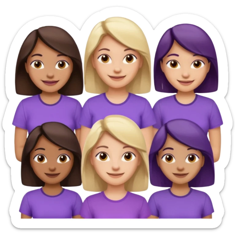 various races of women in a purple shirt ages 25-50 sticker