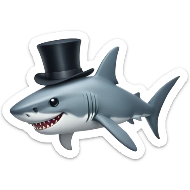 Shark with a top hat sticker