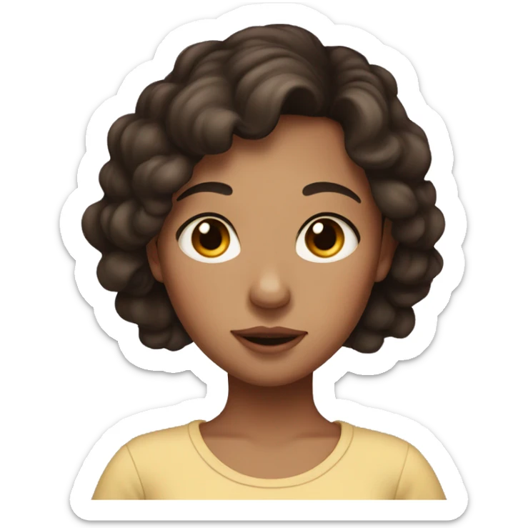 a girl with dark brown hair with brown eyes a freckle on her nose and is pregnant sticker