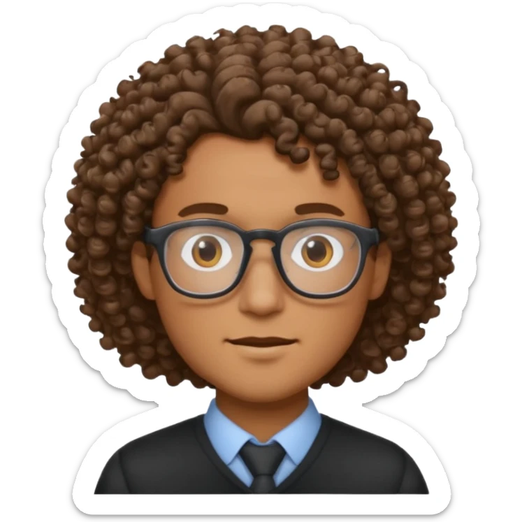 homme blanc brun avec cheveux frisés et lunette sticker