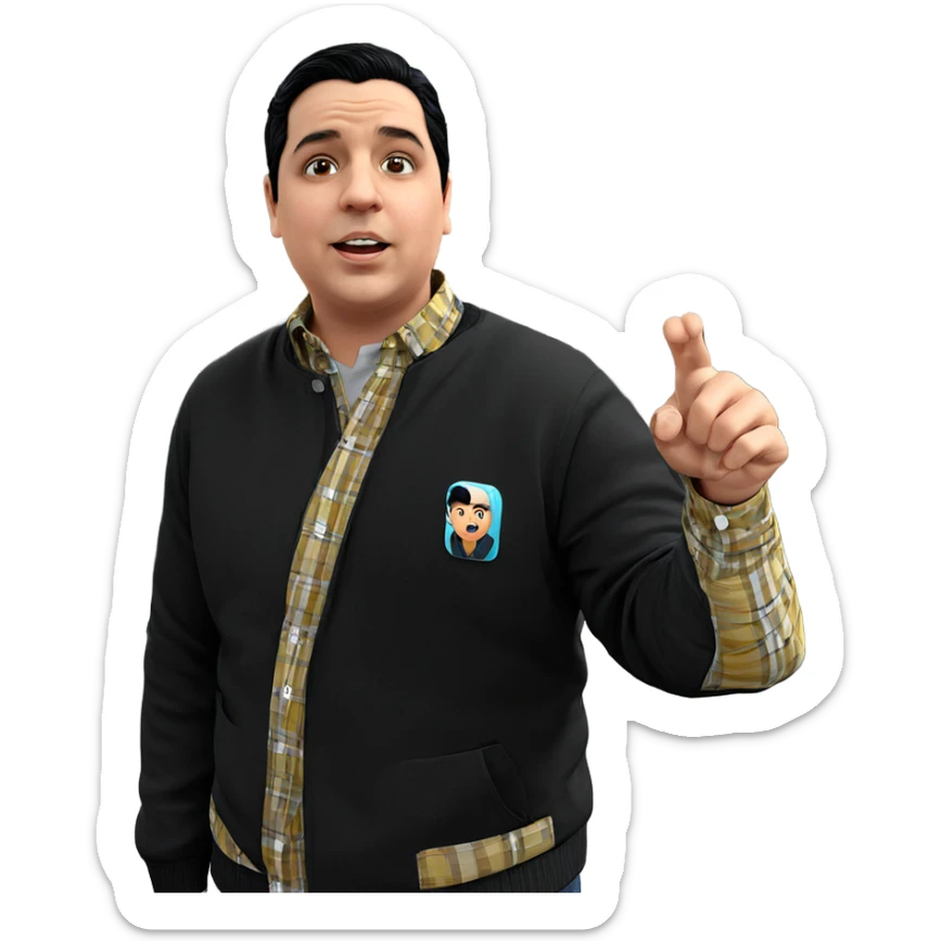 boy with black hair indoors sticker