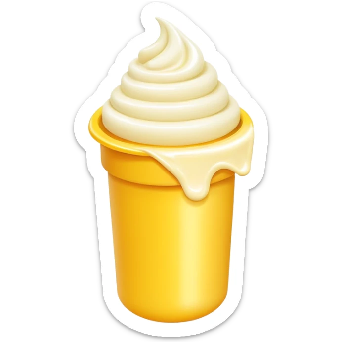 Yellow tube of cream or ointment with cream coming out of the opening sticker