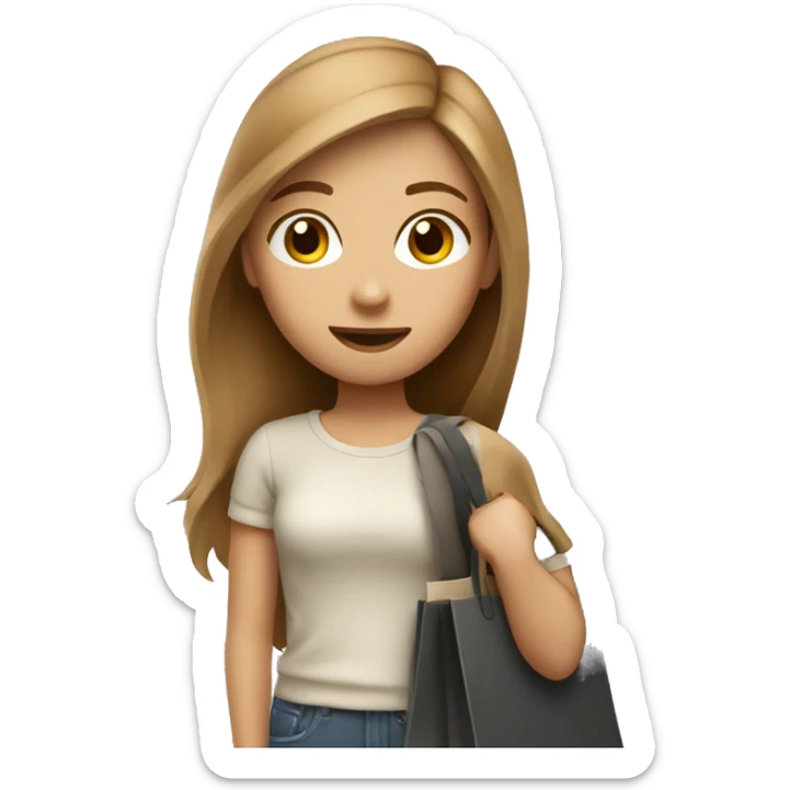 One light brown hair girl with bag of shopping sticker