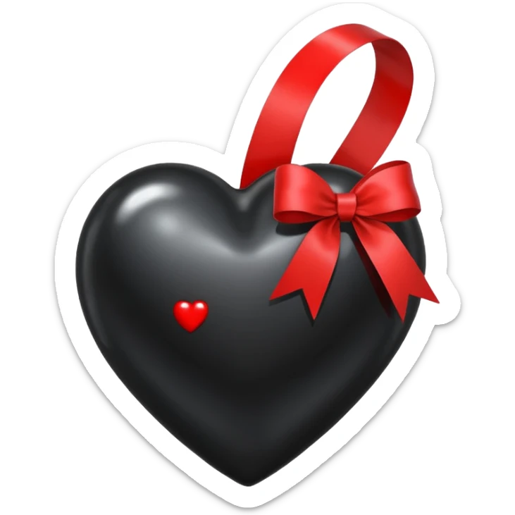 Black heart with ribbon sticker