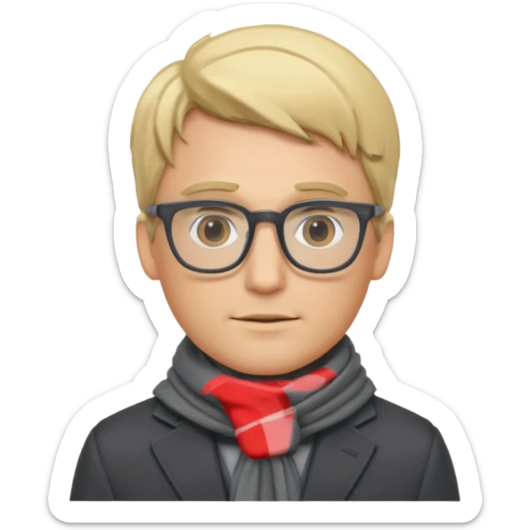 gray scarf male blonde hair with suit glasses sticker