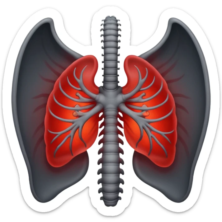 Minimalist emoji-style sticker of a ribcage x-ray with a curled-up demon inside, lines in faint white on black background, subtle red eye glow



 sticker