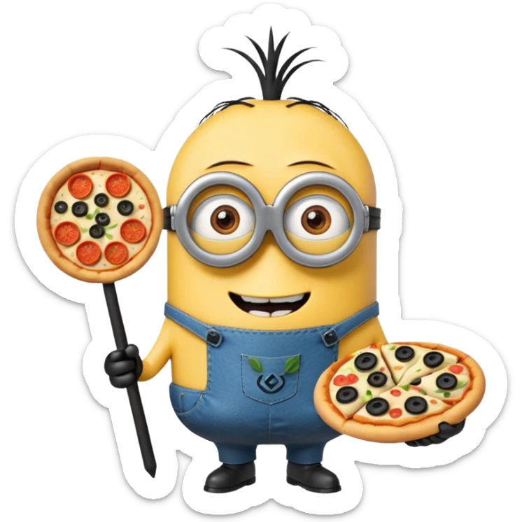 un minions  del cartone animato di colore viola con il pizzetto e gli occhiali da vista sticker