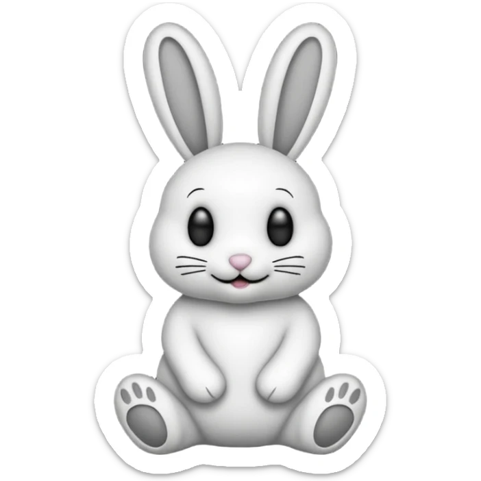 Emoji d'une peluche lapin squelette noir qui dit bonjour sticker