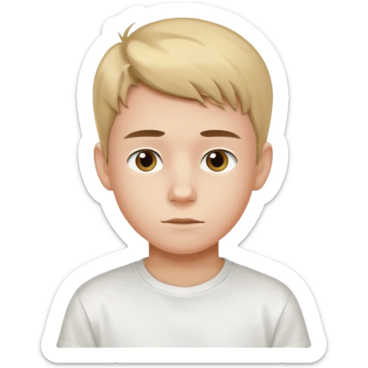 Crea un emoji a mezzo busto come ti ho già chiesto però di un ragazzo sulla 20ina ma che sembri più giovane, vestito da ragazzo sticker