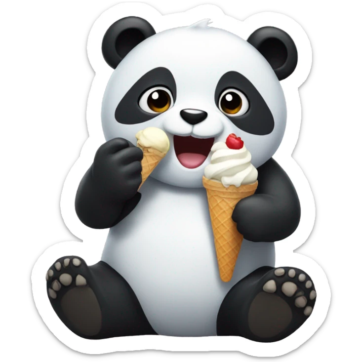 Panda eating ice cream sticker