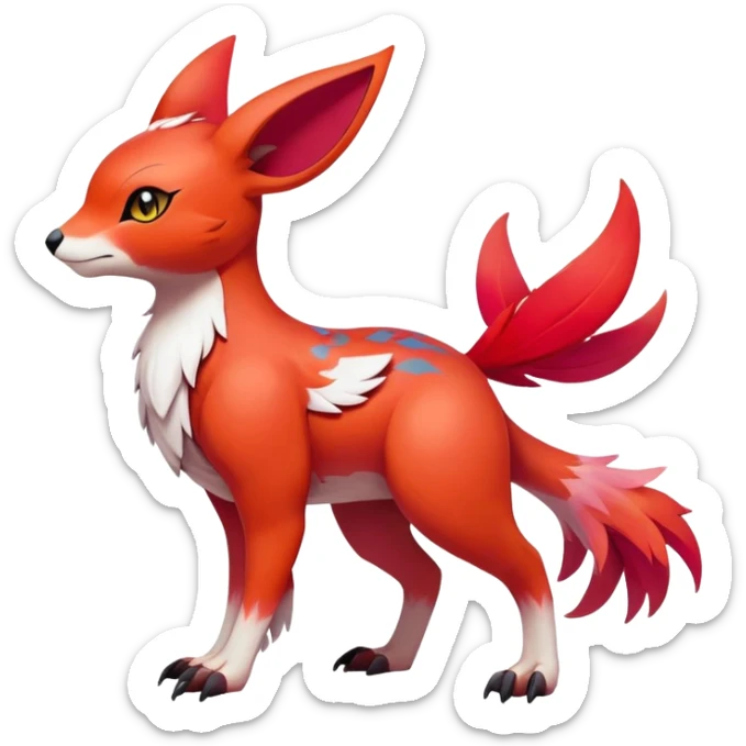 Falvie-Fionbri-fantasy-creature-Fakémon-Pokémon, full body, with markings sticker