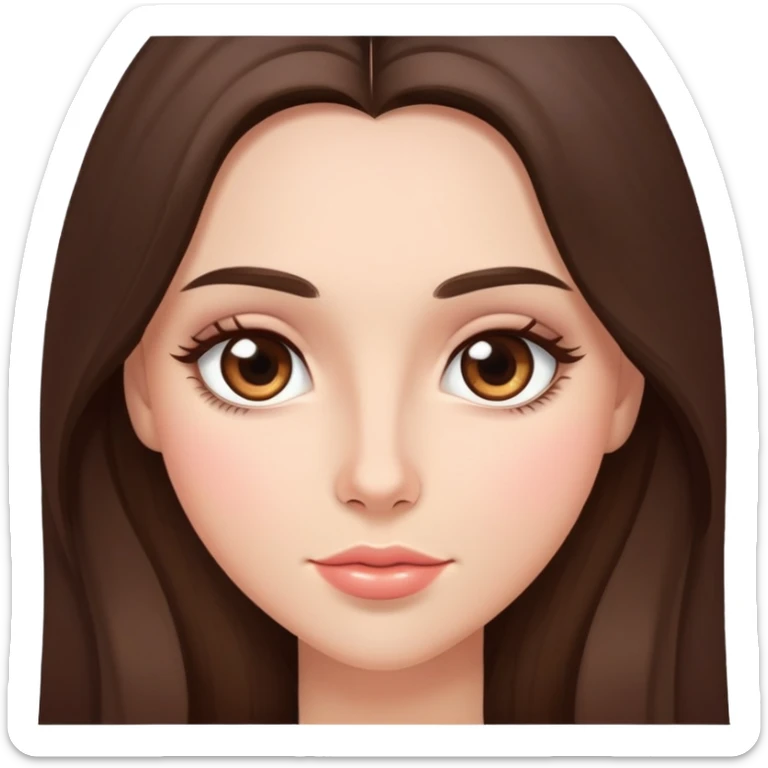 Prettyish, brunette with brown almond shaped eyes and long hair with rosy cheeks sticker