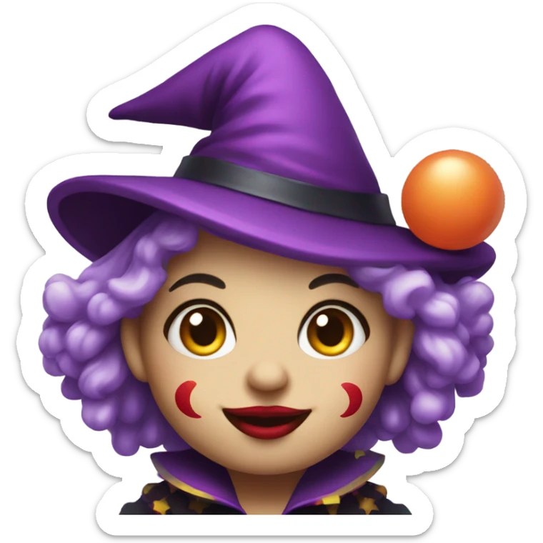 Cute clown witch sticker