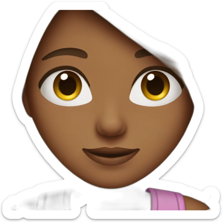 A girl with straight brown hair and brown skin sticker