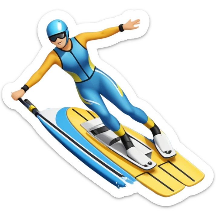 An icon featuring a close-up collage of water skis, splashing water across the surface. The design highlights the motion of the skis cutting through the water and the boat’s wake. Transparent background emphasizes the thrill of water skiing. sticker