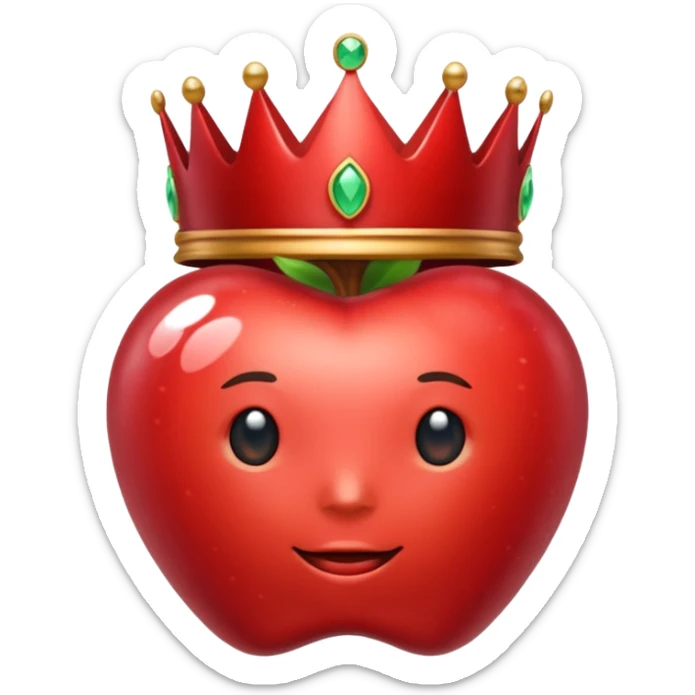 A red crown in the style of apple emojis, with a gem on the top sticker