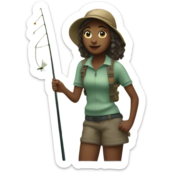 Teenage Girl standing in a stream fishing with a fly rod sticker