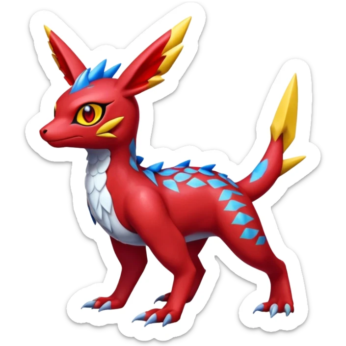  Cute Guilmon-Latias-Koraidon-Umbreon-Fakémon-hybrid-creature (full body)  sticker