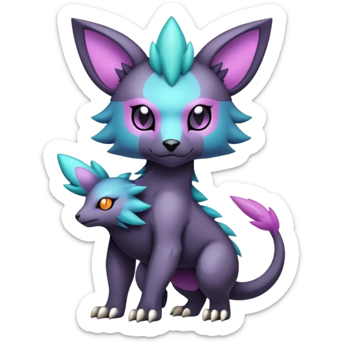 cool colorful dark pastel edgy fantasy animal hybrid Fakemon full body sticker