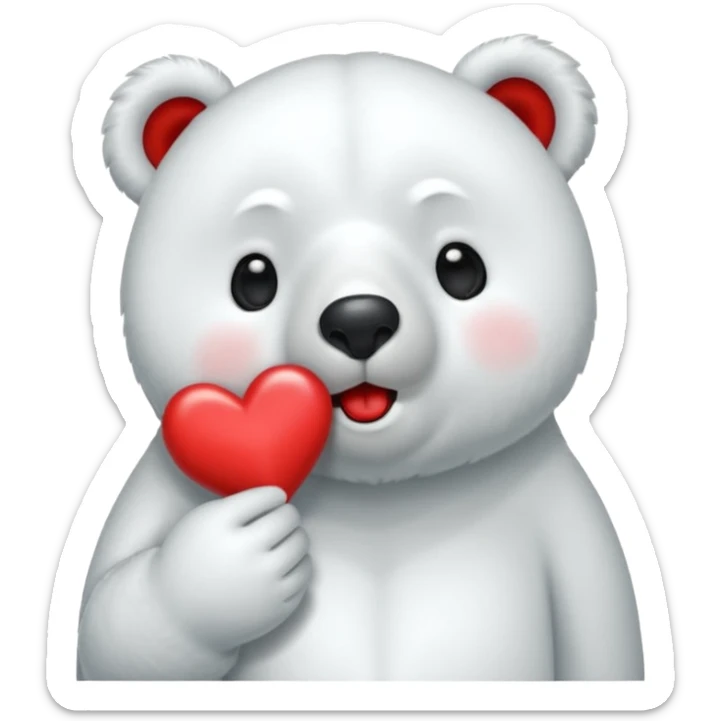 Puedes hacer a un oso polar que este mandando un beso el cual que de su boca salga un corazón Haci 😘 sticker
