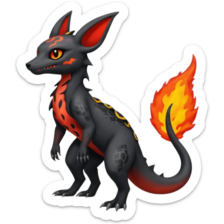Edgy gothic dark evil volcanic magma-Salandit-Umbreon-Amaura-hybrid-fusion (full body) sticker
