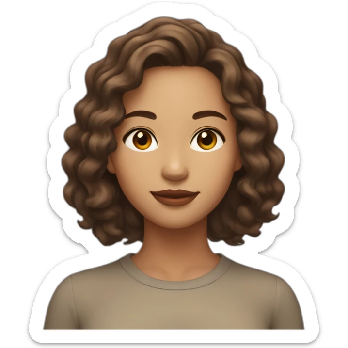 Light skinned girl in her 20s with brown dark wavy neck length hair sticker
