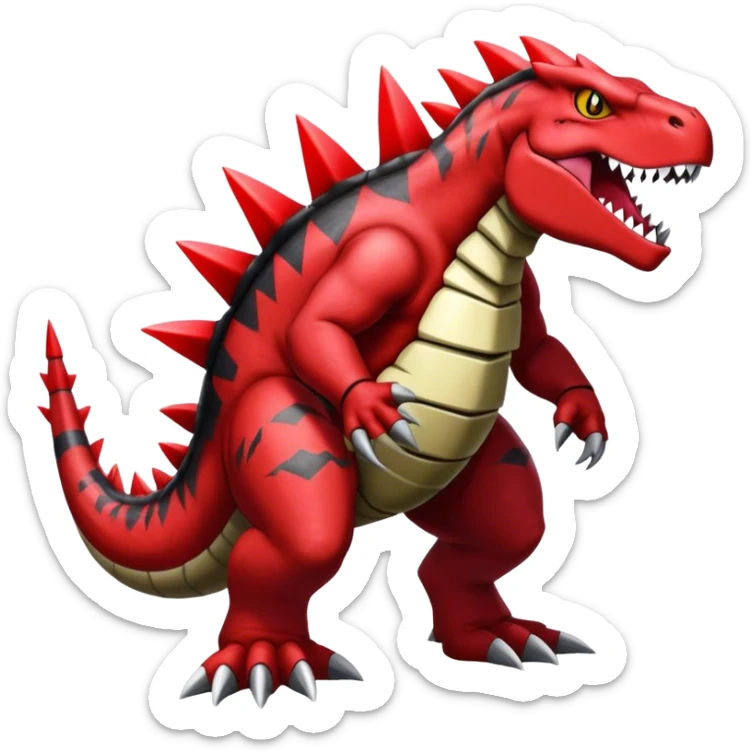 Badass black and red Groudon-salazzle-tyranitar-hybrid, full body sticker