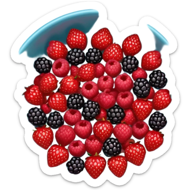 bowl negro solo de frutos rojos: fresas, moras, frambuesas. con vista desde arriba. sticker