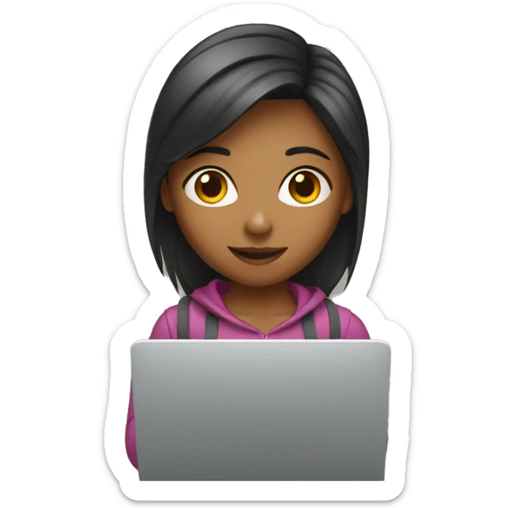a girl with a laptop sticker