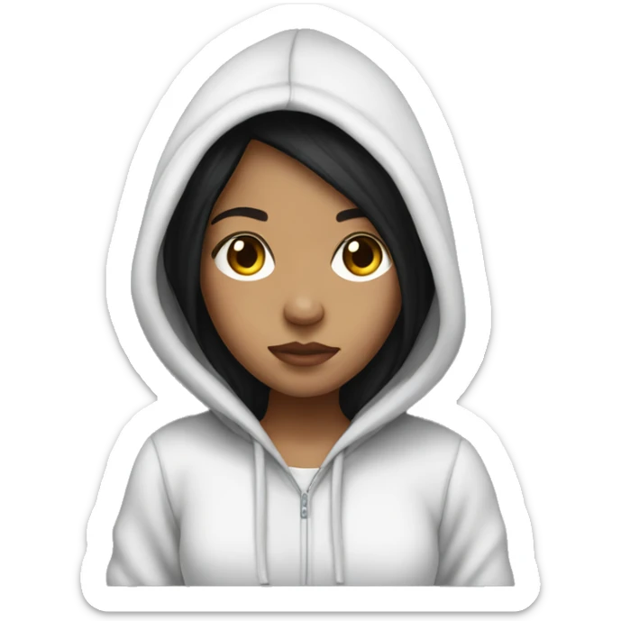 sick girl in hoodie light skin black hair sticker