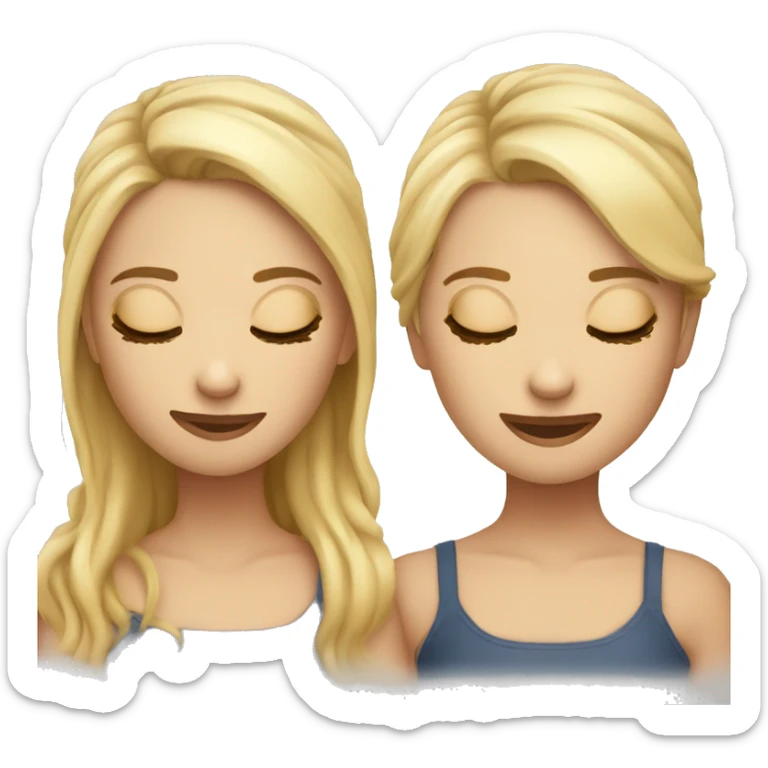 twins with closed eyes the one of the right  brunnete and the other blonde sticker